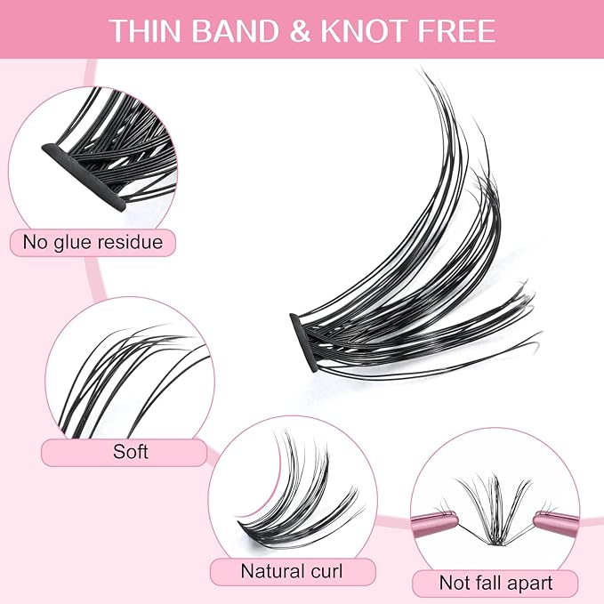 280 Individual Lashes - 40D, 10D, 20D, C, D Curl & Wispy Bottom Lashes - DIY At Home