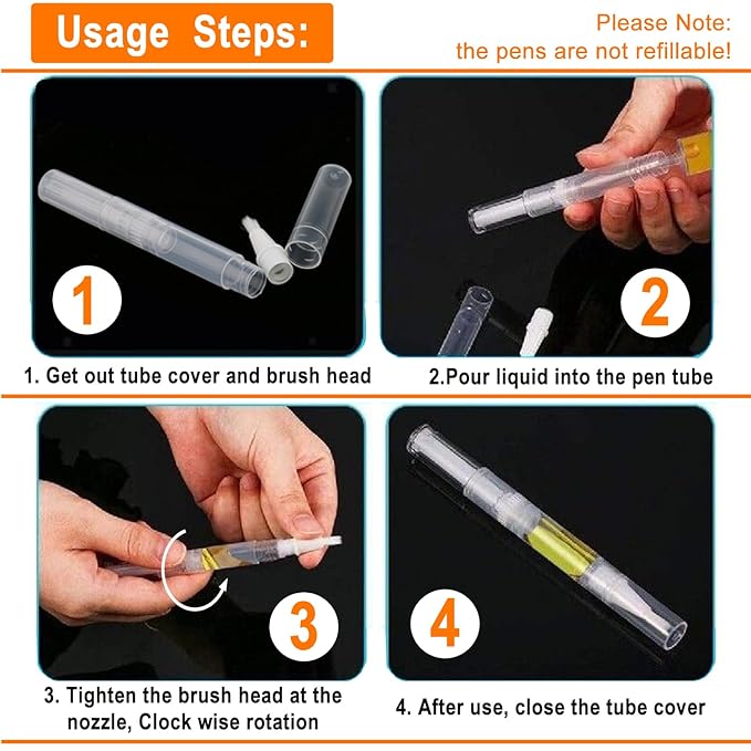 10 Pack 5 ML Cuticle Oil Pens, Empty Nail Oil Pen Transparent Twist Pens with Brush Tip Cosmetic Lip Gloss Containers Applicators Eyelash Growth Liquid Tube