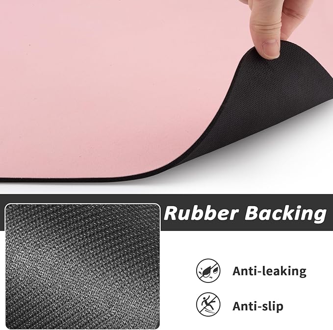 Dog Food Mat - Absorbent Cat Mat for Food and Water, No Stains Pet Feeding Bowl Mat, Easy to Clean Pet Placemats, Quick Dry Dog Water Dispenser Mat for Messy Drinkers | Paw Pink 16"x 24"