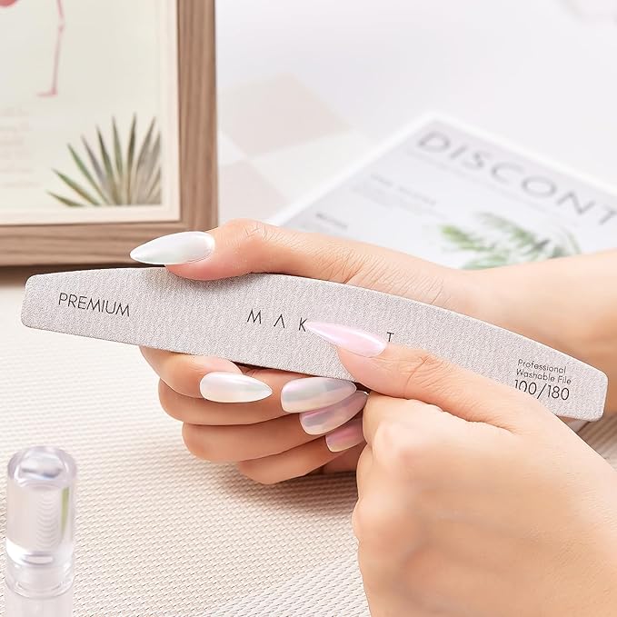 Makartt Nail File, 100/180 Grit Nail Files for Natural Nails, Professional Strong Emery Boards for Nails Doubled Sides Washable Fingernail Files Manicure Tool Set(Zebra-2pcs Trial Set)