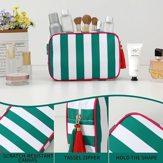 Makeup Bag Travel Cosmetic Bag Organizer Tassel Toiletry Bag Large Canvas Zipper Pouch Mahjong Tile Bag