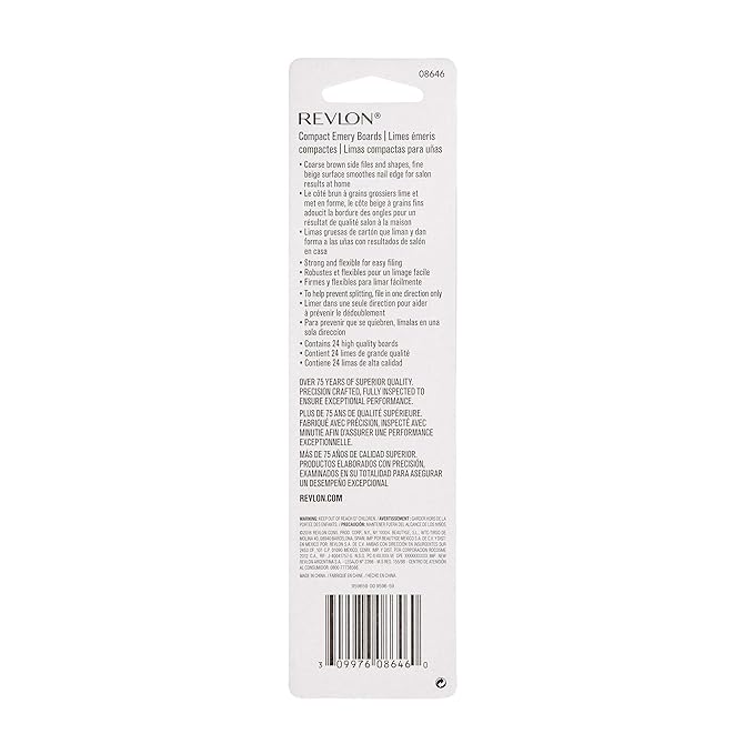 Revlon Compact Emery Boards Nail File,Dual Sided for Shaping and Smoothing Finger and Toenails,24 Count (Pack of 2)