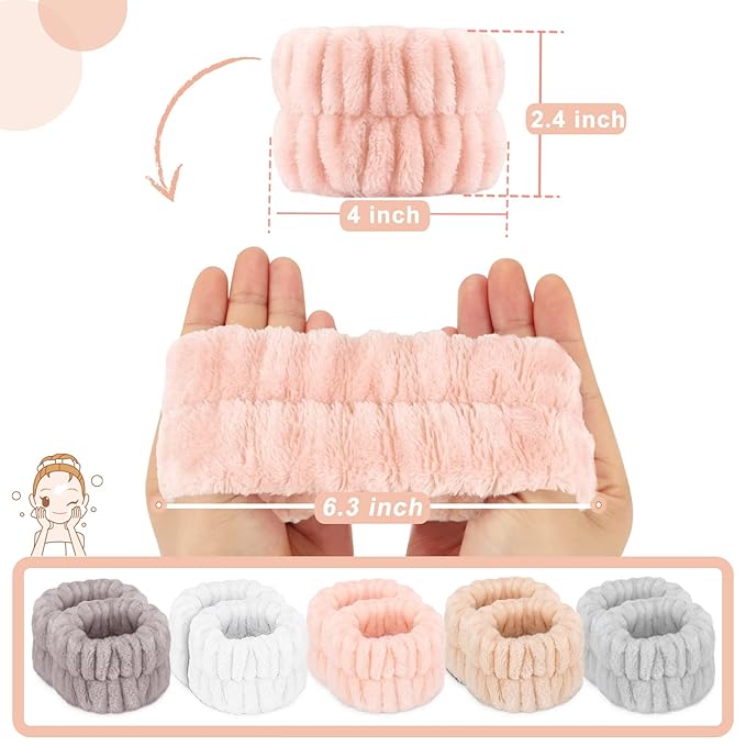 Women's Microfiber Face Washing Wrist Towels - Absorbent Wristbands and Spa Sweatbands for Girls, Prevent Water from Spilling Down Arms (10PCS)