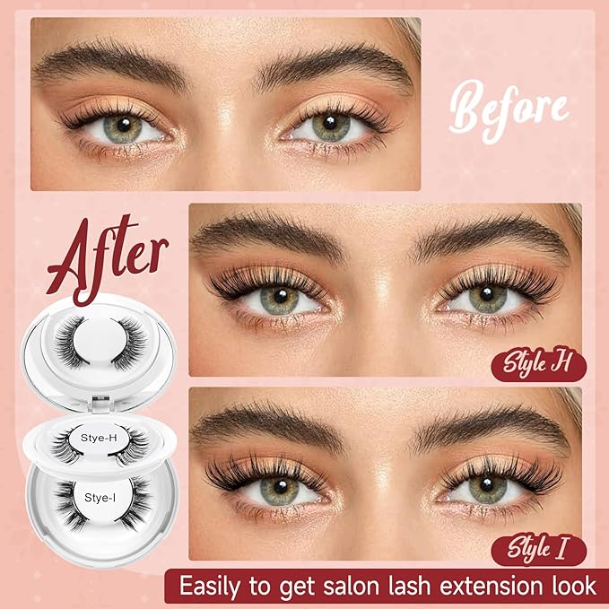 Higu clace Magnetic-Eyelashes 2 Pairs Magnetic Eyelashes with Applicator Soft Eyelashes Magnetic Lashes Natural Look Wispy pestañas magnéticas Without Eyeliner Easy to Wear and Remove(H+I01)