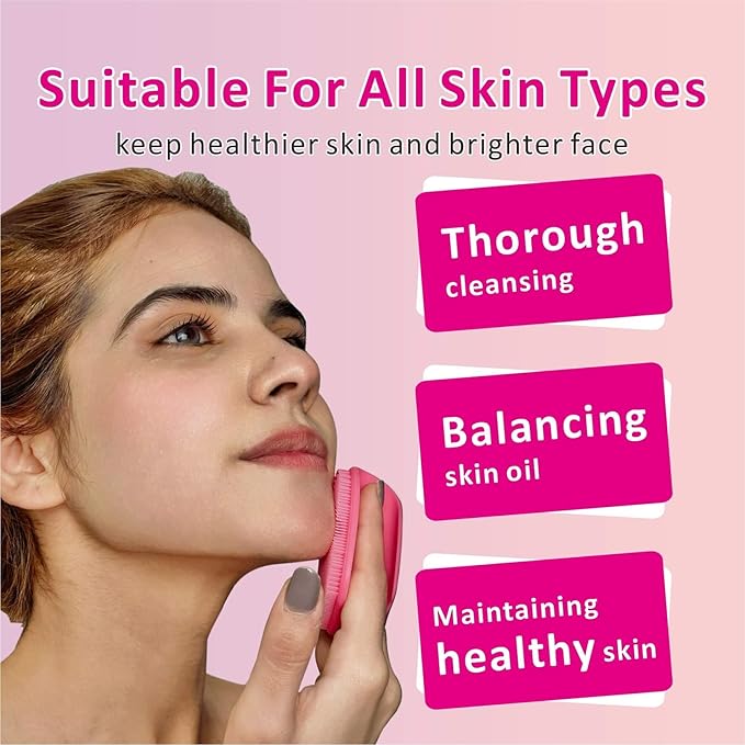 Soft Silicone Face Scrubber with Body Scrubber for Shower Gentle Exfoliating-Facial Exfoliator Scrubber Brushes for Sensitive Skin Deep Cleansing- Gift Women Men Skin Care Tool