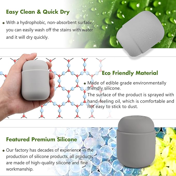 BEZOX Makeup Sponge Holder, Silicone Beauty Sponge Case with Double-Sided Vent Design for Quick Drying, Compact Travel Essentials Make Up Blender Container (BLENDER NOT INCLUDED) - Grey