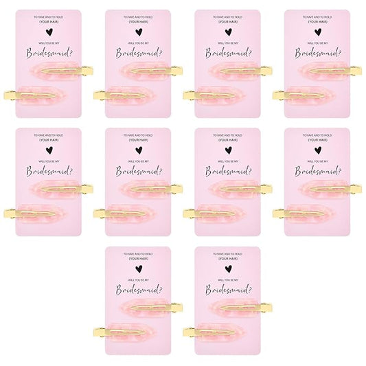 20PCS Bridesmaid Hair Clips - No Bend, Light Pink Hair Clips for Bride, Women & Girls (20Pcs/10Cards)