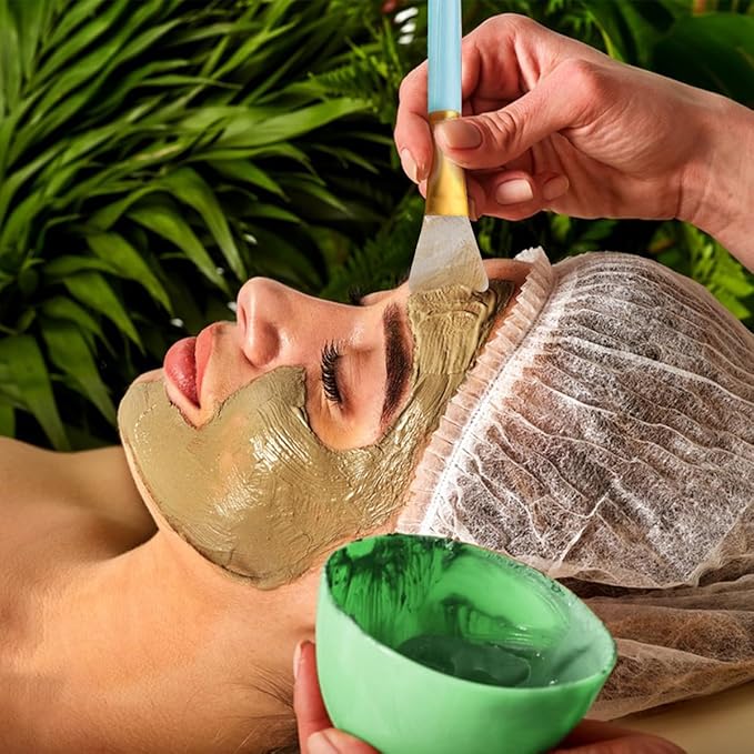 Silicone Face Mask Mixing Bowl Set, Microwavable Silicone Facial Mud Bowl with Bowl Stick Spatula, Face Mask Applicator, Cosmetic Beauty Tool for Home Salon