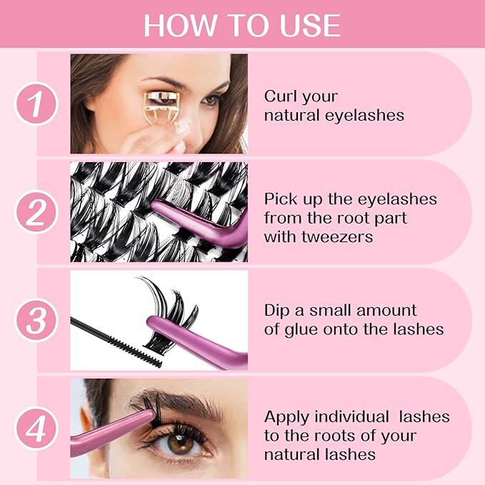 280 Pcs Individual Lashes 50D-D-9-16mix Wispy Cluster Lashes That Look Like Eyelash Extensions DIY At Home