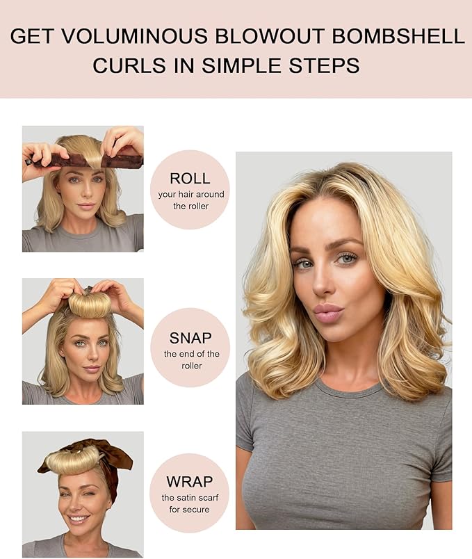 Littles Heatless Curls Overnight Rods Velvet Hair Curler to Sleep in No Heat Heatless Curling Iron Foam Sponge Flexi Rods Hair Rollers for Long Short Hair Care Styling Tools Brown