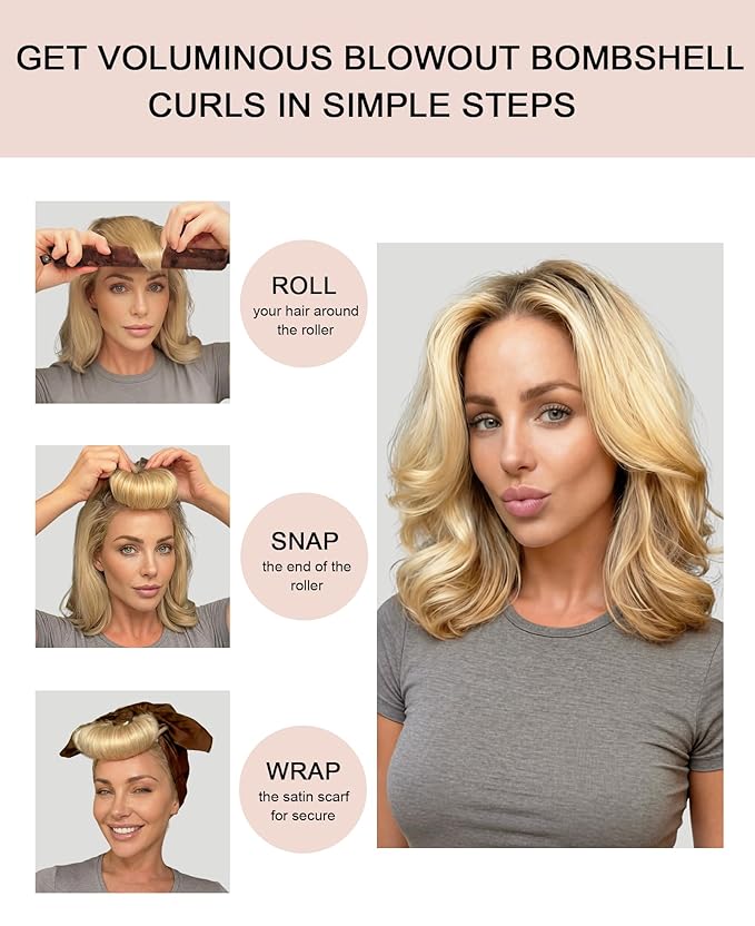 Littles Heatless Curls Overnight Rods No Heat Hair Curlers to Sleep in Foam Soft Hair Rollers for Short & Long Hair Blowout Look, Heatless Flexible Curling Rod Set with Satin Wrap for Sleeping