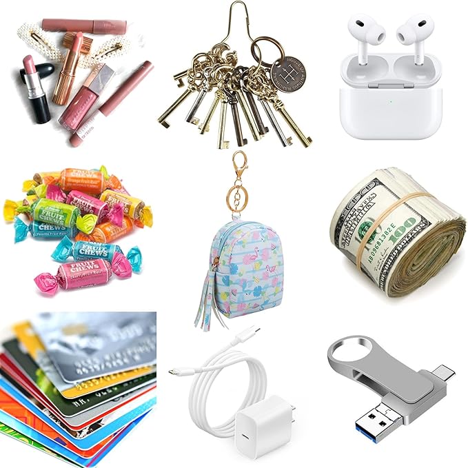 4Pcs Mini Backpack Keychain,Cute Cosmetic Bag for Women,PU Leather Makeup Bag Key Pocket Lipstick Bag Card Holder Data Cable Organizer Zipper Pouch (Flamingo gifts)