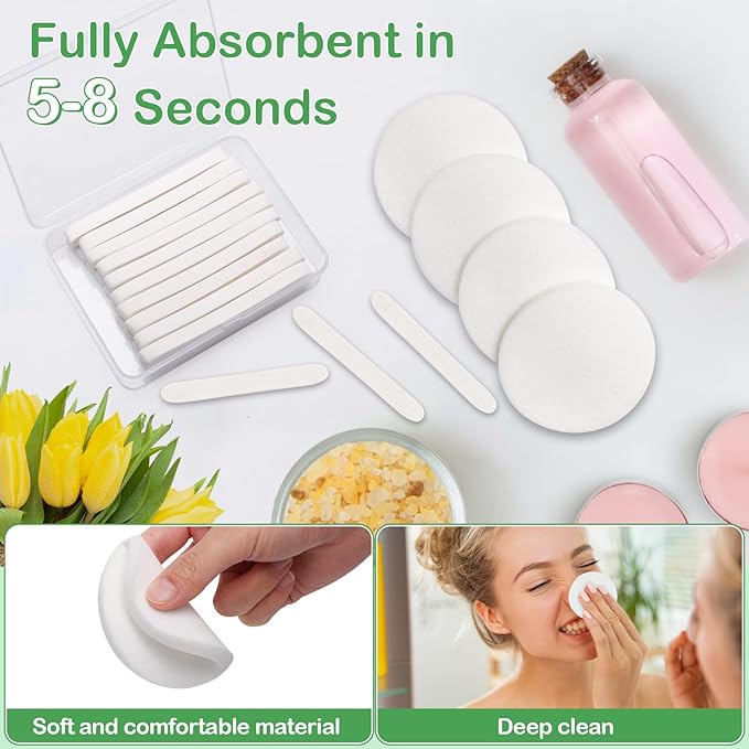 240+1 Pack White Compressed Facial Sponges, Luxiv Round Compress Face Cleaning Sponge for Estheticians Face Sponge Soft Compressed Makeup Sponges with Travel case (3.1", Count, 360)