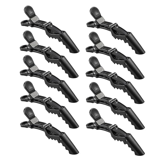 10pcs/set Multicolor Croc Clips Transparent Plastic Hairdresser Clip Hair Styling Sectioning Barrettes Professional Non Slip Alligator Clip Salon DIY Accessories Hairpins (10pcs-Black-1)