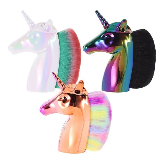 3pcs Nail Dust Brush Fan Makeup Brush Nail Clean Fingernail Striper Nail Art Face Foundation Makeup Unicorn Nail Manicure Powder