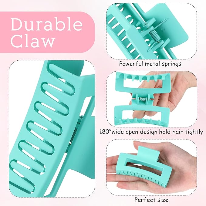 Hotop 50 Pcs Cute Hair Claw Clips Set Nonslip Square Clips Colorful Rectangle Hair Accessories for Women(3.4 Inch,Vibrant Color)