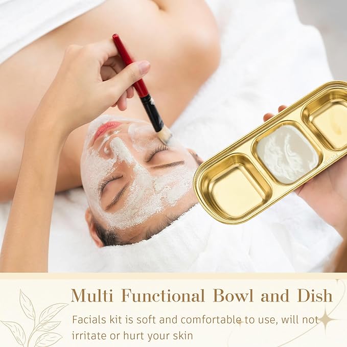 12 Pcs DIY Esthetician Bowls Face Mask Tray Esthetician Supplies Stainless Steel Compartment Serving Tray Women Skincare Products for Spa Salon Aesthetician Beauty, Nail Art (Gold,Medium)