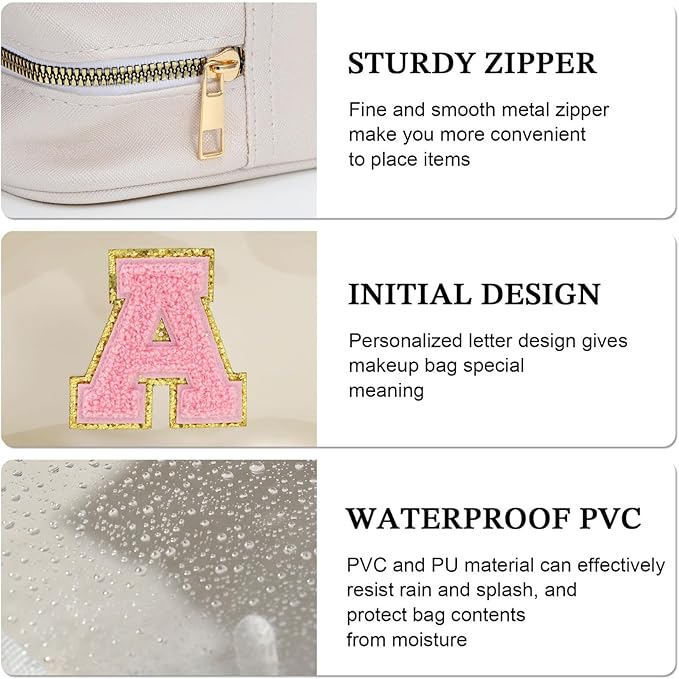 YOOLIFE Initial Birthday Gifts for Girls Kids Toiletry Bag Clear Makeup Bag Preppy Cosmetic Bag Birthday Gifts for 7 8 9 10 11 12 13 Year Old Girls Valentines Gift White S