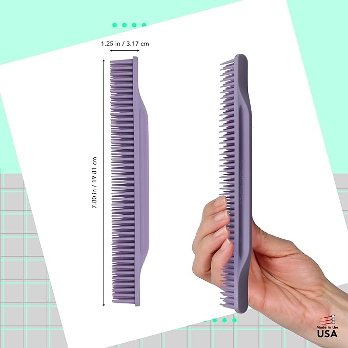 Allegro Combs 3-Row Detangling Comb, Wide Tooth Curl Defining Brush, Perfect for Women Curly Hair Stylists, Curl Defining Comb, Made In The USA, Lavender (#70, 1 Piece)