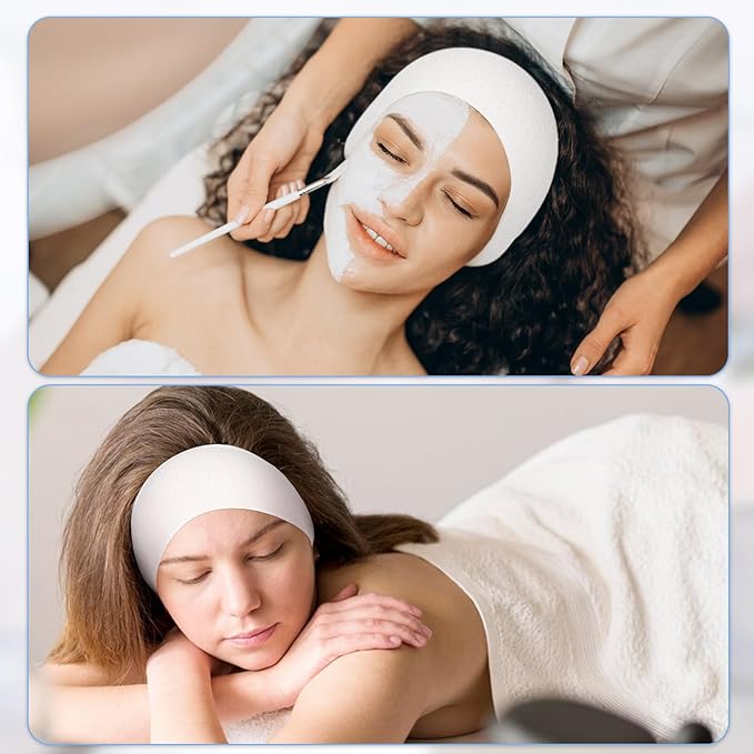 obeoby 100 Pcs Disposable Spa Headband for Women, Stretch Non-woven Disposable Skincare Facials Headbands for Esthetician Supplies, Spa