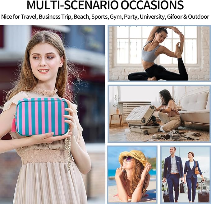Makeup Bag Travel Cosmetic Bag Organizer Tassel Toiletry Bag Large Canvas Zipper Pouch Mahjong Tile Bag