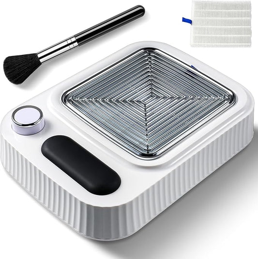80W Nail Dust Collector Vacuum with Nail Cleaning Brush,Quiet Nail Fan Dust Collector Nail tech with 2pcs Reusable Filters,Profesional Nail Supplies Acrylic Dust Collector for Nails (White A)