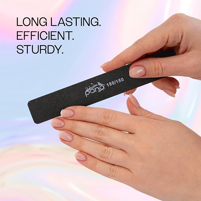 10PCS Jumbo Size PANA Professional Double Sided Nail Files - Black, 180/180 Grit - Emery Board Nail Buffering File Manicure Pedicure Nail Polisher Washable