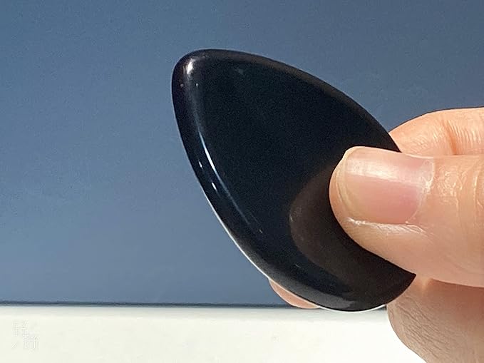 2PCS Thumb Worry Stone Tiger's Eye Obsidian Healing Crystals Sets Hand Carved Stones Gemstone Pocket Natural Stone Meditation Reiki Water Drop Shaped Palm Stone for Anxiety Therapy