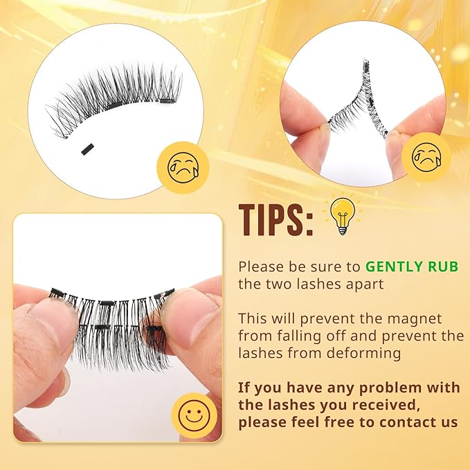 QUEWEL Magnetic Eyelashes 1 Pair Reusable Magnetic Eyelashes with Applicator No Glue Needed Eyelashes Cat Eye Natural Look Lash Clusters Kit Easy to Wear and Remove(B10)