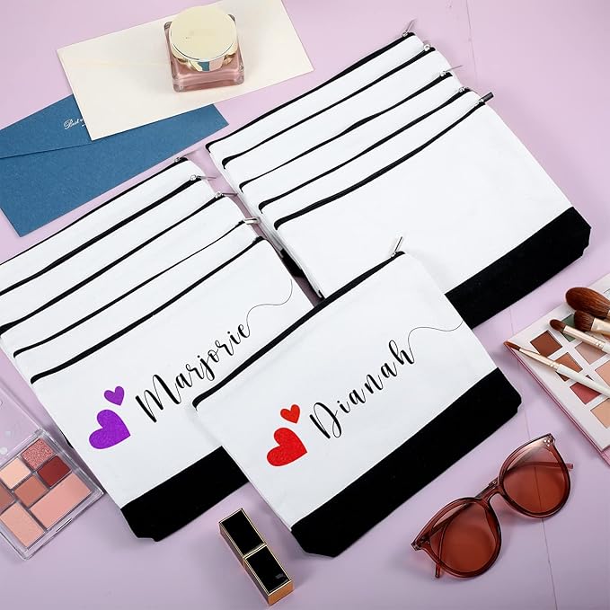 Inbagi 20 Pieces Blank Cosmetic Bags Canvas 9 x 6.9 Inch Sublimation Makeup Bags Bulk with Zipper Blank DIY Toiletry Pouch Canvas Travel Bag for Travel Pen Pencil Storage