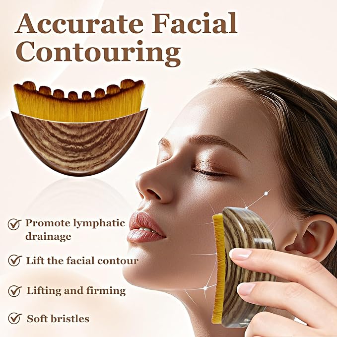 Lymphatic Contour Face Brush for Sculpting, Anti-Puffiness & Face Lift Tool, Promotes Detox, Skin Glow & Serum Absorption, 1 Pack