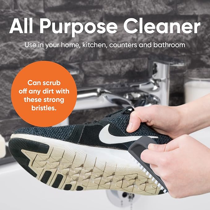 Superio Stiff Nail Brush for Cleaning Fingernails Small Scrub Brush with Handle, Cleaning Brushes for Hands, Toes, and Nails (Black, 12 Pack)