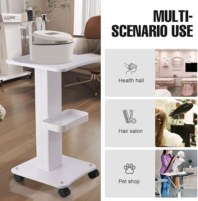 Esthetician Beauty Salon Trolley Cart with Wheels, Salon Spa Trolley Stand, 3 Tier Esthetician Machine Rolling Cart for Beauty Instrument Storage