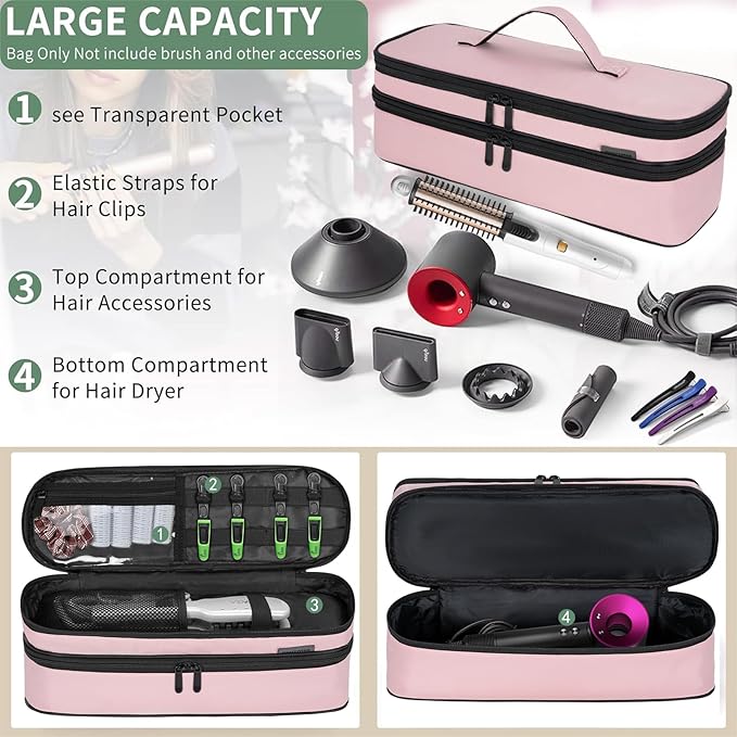 Double Layer Travel Carrying Case Compatible with Shark Flexstyle, Storage Case for Revlon One-Step Hair Dryer and Volumizer Hot Air Brush Portable Organizer Bag for Dyson Airwrap Styler