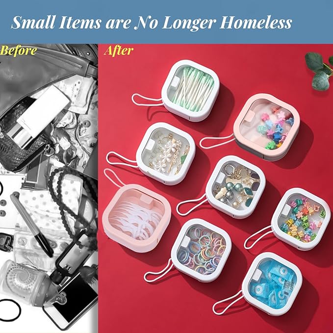 4pcs Hair Tie Organizer,Portable Hair Tie Holder Organizer for Girls, Babby Girl Hair Accessory Organizer for Small Travel Items storage like hair clips,qtips,floss.2pink&2white