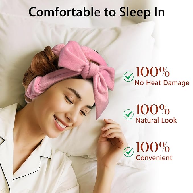 ZILAMPU Heatless Curls Overnight for Long Hair, Heatless Hair Curlers to Sleep In Overnight Curls, 70" Soft Velvet No Heat Hair Curlers Set for Women