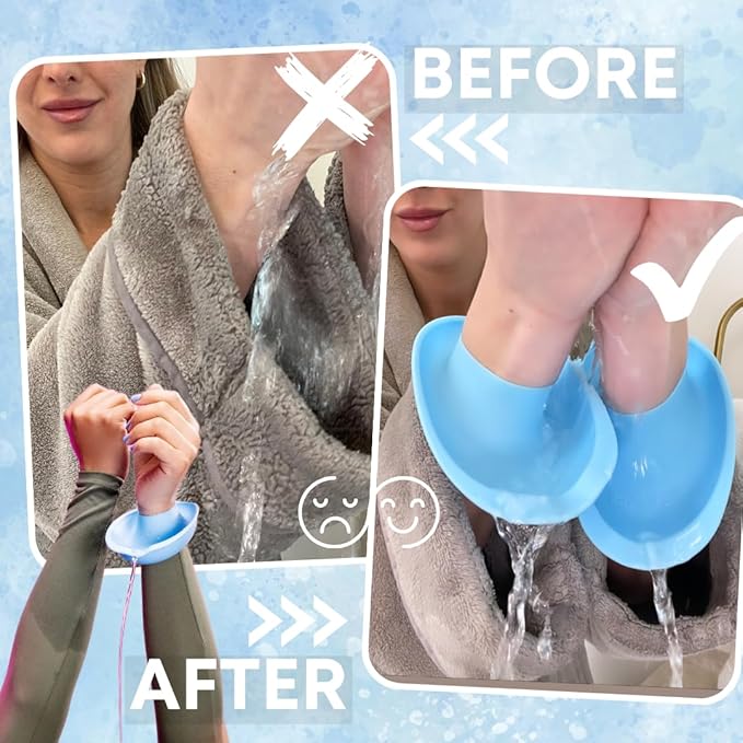 LiquiBands Face Washing Wristbands – No More Wet Sleeves with This Skincare Essential - Silicone Spa Bands to Catch Water Drips – Stocking Stuffer for Girls & Women (Sky Blue, 1 Pair)
