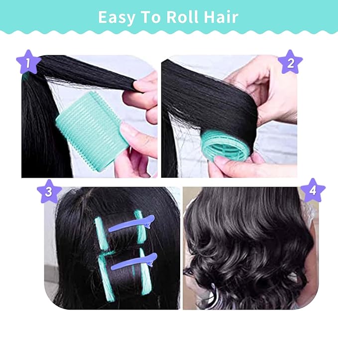 Hair Rollers Set 50Pcs with Clips for Long Short Medium Hair, Heatless Curls 36PCS for Hair, Sleep In Curlers for Comb Blowout Look