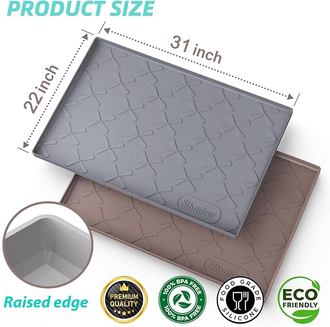 SIKADEER 31" x 22" Under Sink Mat Waterproof, Silicone Mat Kitchen Drawer Shelf and Cabinet Liner, Sink Protector for Kitchen Organizers and Storage, Boot Tray Pet Food Mats