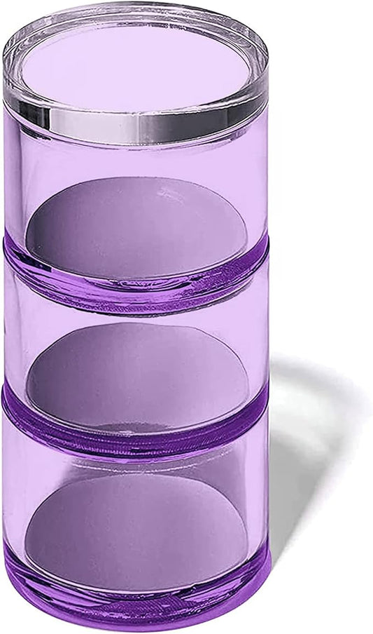 OfficeGoods 3-Tier Stackable Acrylic Holder- Stylish Desk Organizer and Storage for Office or Home – Transparent Round Design, Purple with Silver Metal Base