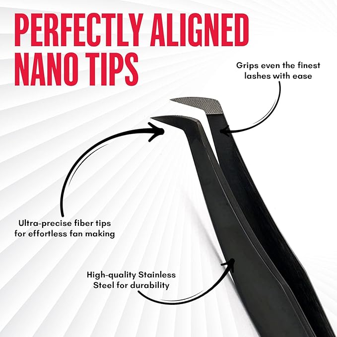 My Lash Tools Mega Boot Volume Fiber Tip Lash Tweezer – GRIP BOSS, Non Slip Soft Grip, Professional Volume Eyelash Extension Tweezers, Lash Artist Tool (Black)
