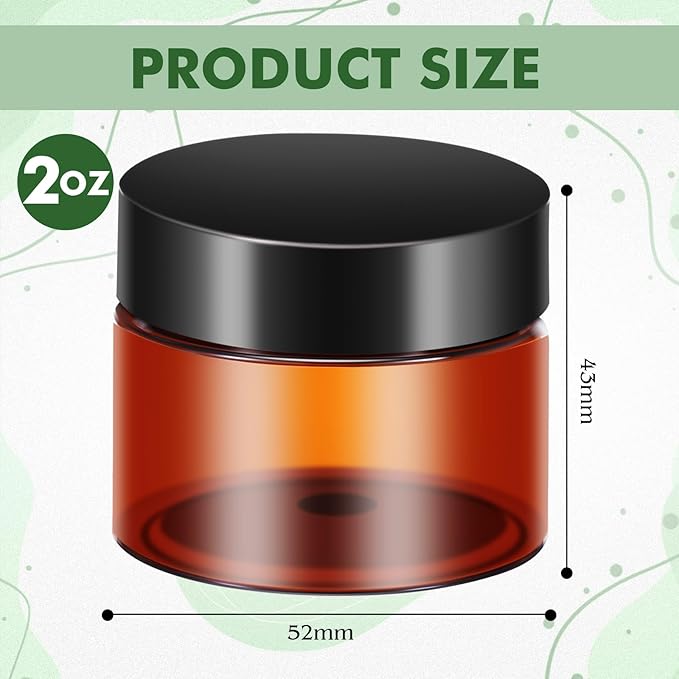 SATINIOR 6 Pack Clear Container with Lids Small Plastic Pot Jars Wide Mouth Round Leak Proof Plastic Container Jars with Lid for Travel Storage, Eye Shadow, Nails, Paint, Jewelry (Amber,2 oz)