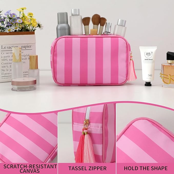 Makeup Bag Travel Cosmetic Bag Organizer Tassel Toiletry Bag Large Canvas Zipper Pouch Mahjong Tile Bag