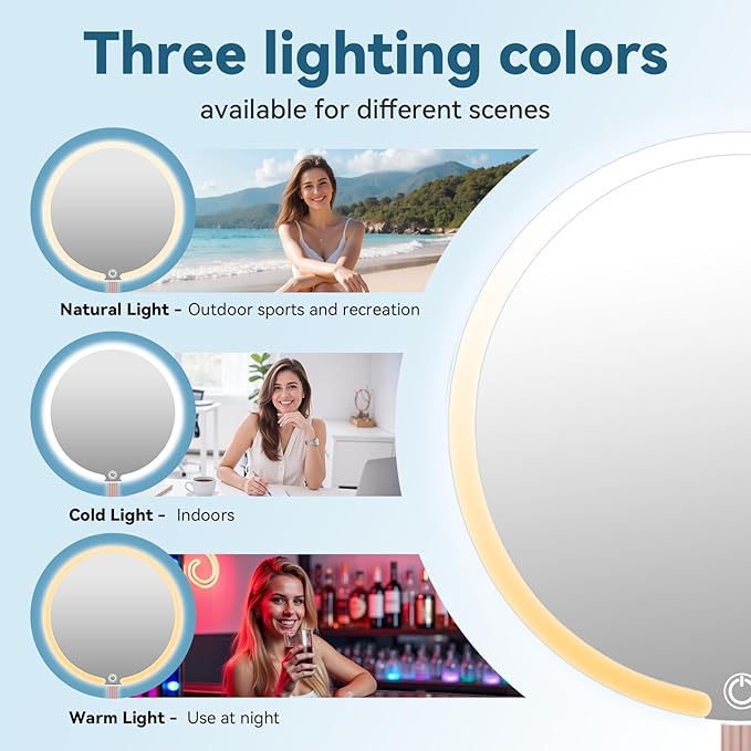 Makeup Mirror with Lights, 4K Ultra-Clear Reflection, Long-Press Adjustable Brightness, 3 Glow Settings, Flexible Multi-Angle Design – Perfect for Makeup and Valentines Day Gifts for Her