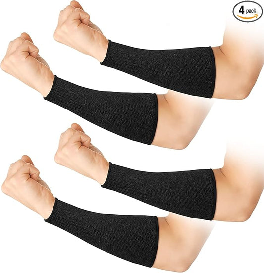 2 Pairs Cut Resistant Sleeve Arm Protection Sleeves Level 5 Protection Safety Protective Sleeves for Men Women (Black, 8.6 x 3.7 Inches)