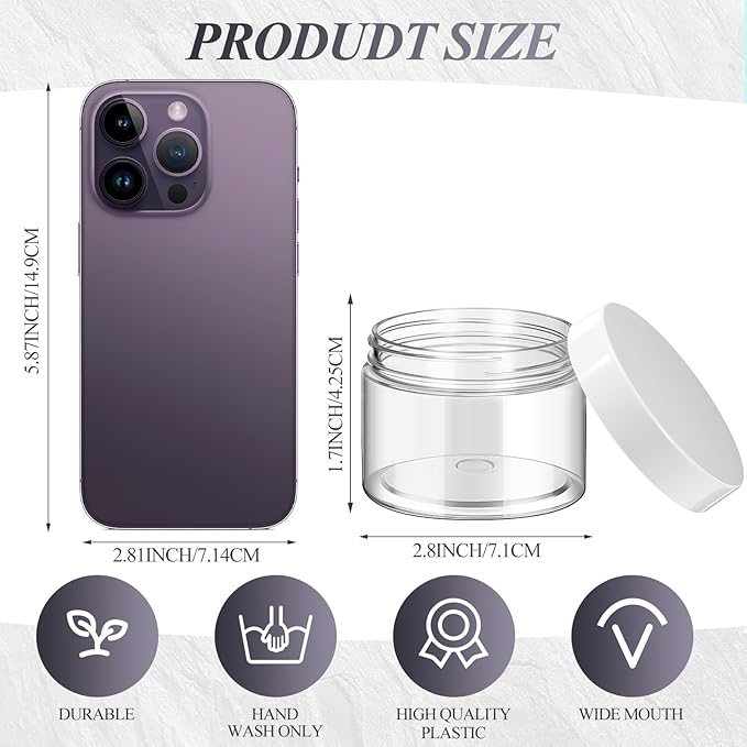SATINIOR 6 Pack 4 oz Plastic Jars Containers with Lids Wide-mouth Refillable Leakproof Reusable Round Empty Jars for Travel Cosmetic Dry Food Spice Candy Cookie Home Kitchen Organizing(Black)