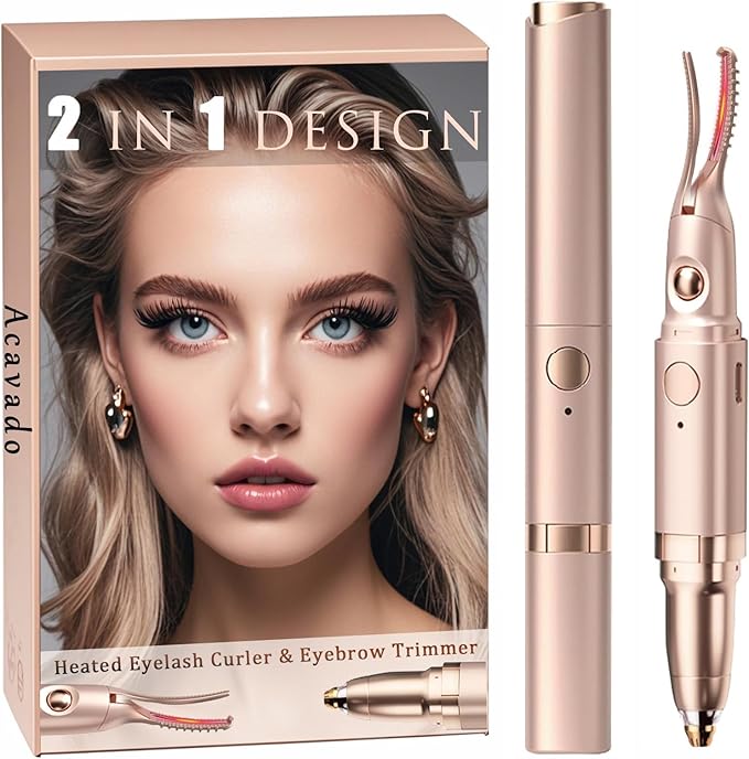 2 in 1 Heated Eyelash Curlers and Eyebrow Trimmer for Women, Electric Eyelash Curler with 2 Temperature Modes Anti-Burn USB Rechargeable Heated Eyelash Curler, Ideal Gift for Women GD912