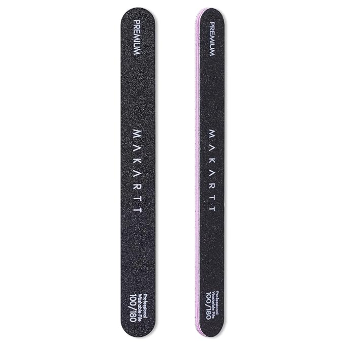 Makartt Nail File, 100/180 Grit Emery Boards for Nails, Professional Washable Doubled Sides Filer Kit for Medium and Gentle Filing Manicure Tools(Black-2pcs Trial Set)