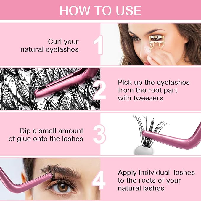 280 Pcs Individual Lashes 30D+40D Mixed Lash Clusters 14 Rows Cluster Lashes that Look Like Eyelash Extensions DIY Lash Extension Self Application At Home (30+40-D-14)