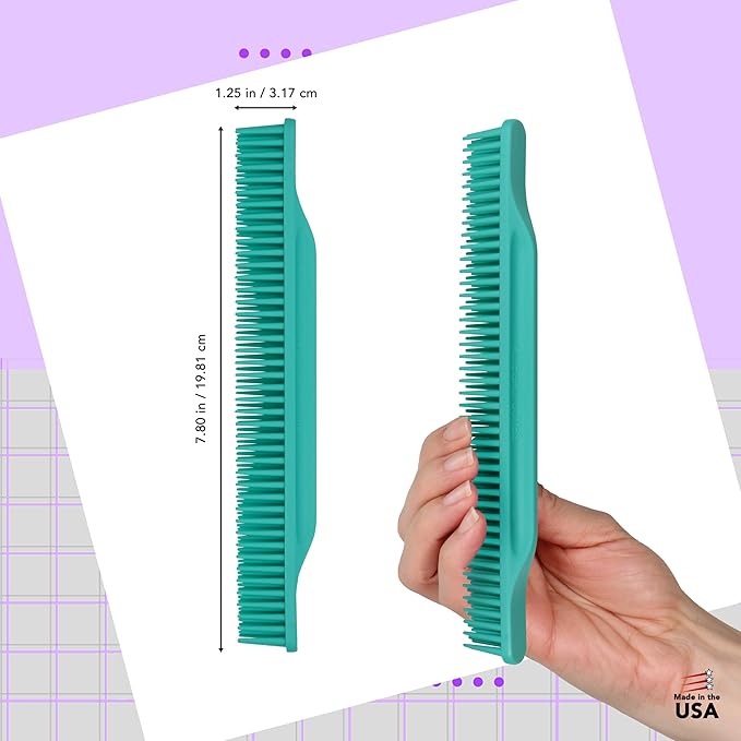 Allegro Combs #70 3-Row Detangling Comb, Wide Tooth Curl Defining Brush, Perfect for Women Curly Hair Stylists, Curl Defining Comb, Made In The USA, Mint
